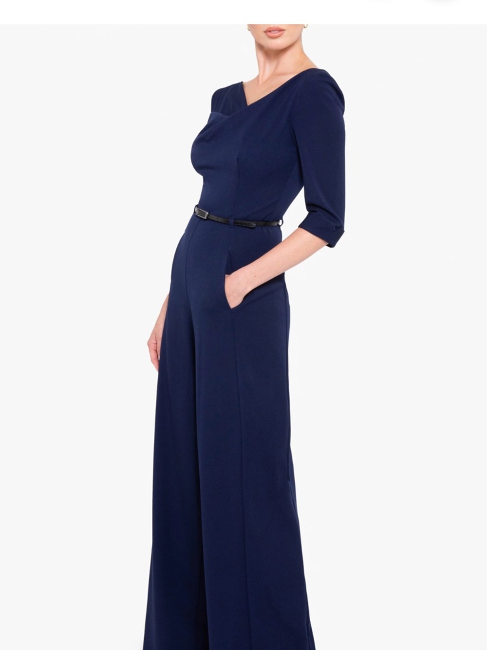 Black Halo Jackie-O 3/4 sleeve jumpsuit (navy, size 4) - Picture 3 of 16